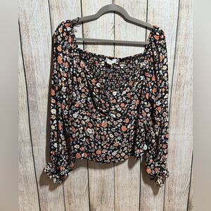 ASTR Floral Black and Orange Women's Top, Size 3X